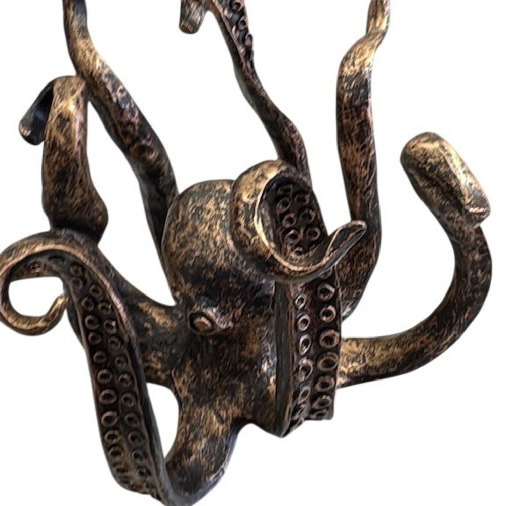 Unavailable-Octopus Mug Holder Tabletop Sculpture Nautical Coastal Decor Brown